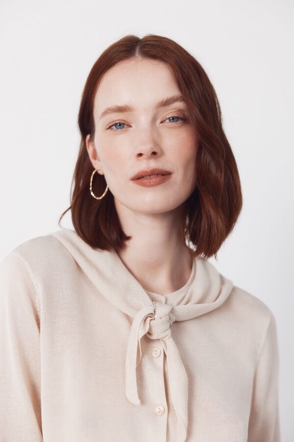 Cortefiel Jersey-knit basic jacket Beige