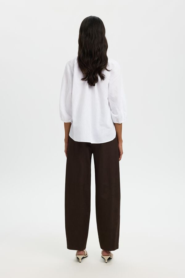 Selected Blusa manga 3/4 em linho Branco