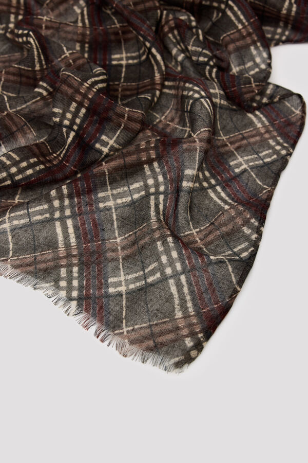 Cortefiel Plaid scarf Printed red