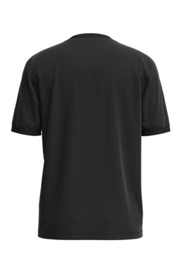 Cortefiel Camiseta en punto de algodón con etiqueta con logo Negro