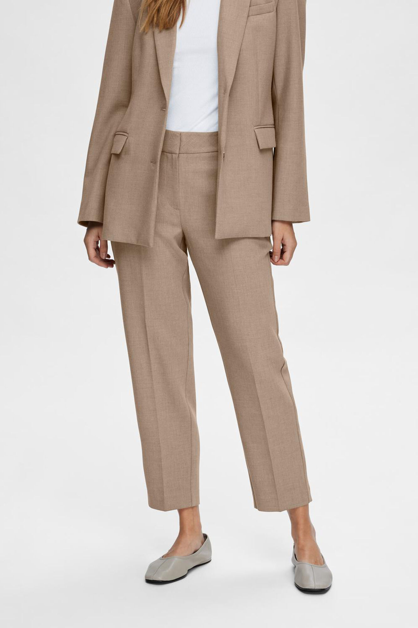 Flared Trousers Jacket Set Brown Coral