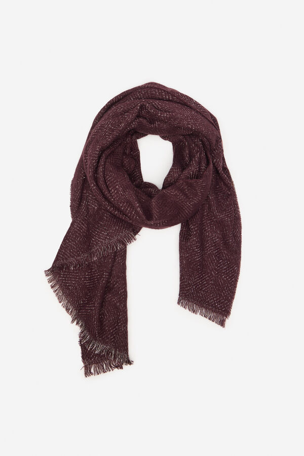 Cortefiel Lurex textured scarf Maroon