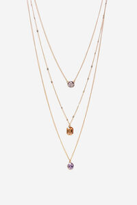 Cortefiel Triple-layer coloured crystals necklace Gold