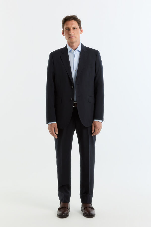 Cortefiel Cal&ccedil;a slim em tecido inteligente xadrez navy Azul