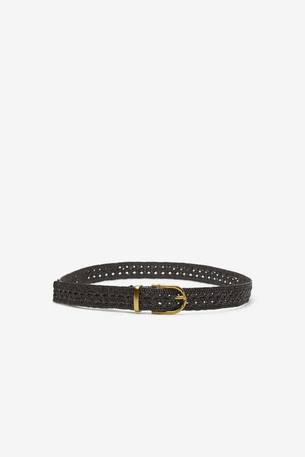 Cortefiel Basic raffia belt Dark brown