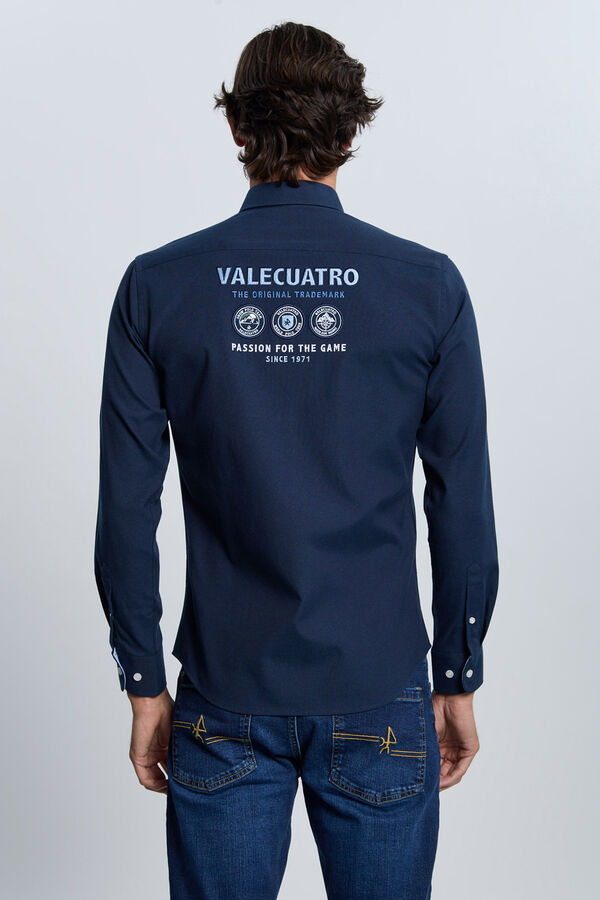Valecuatro Camisa bordada azul marinho Azul