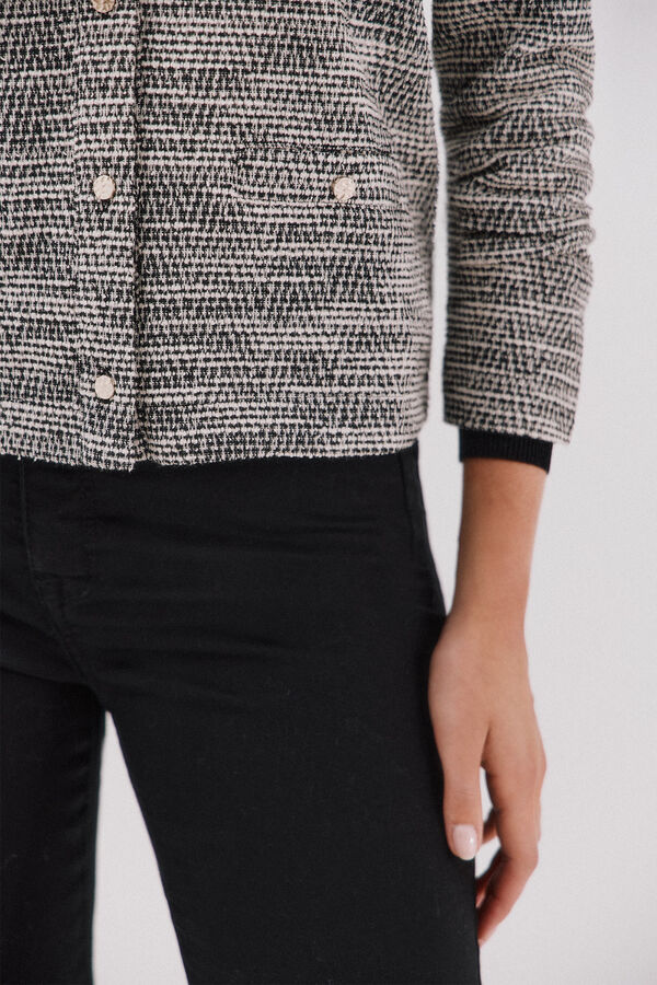 Cortefiel Tweed cardigan Printed white