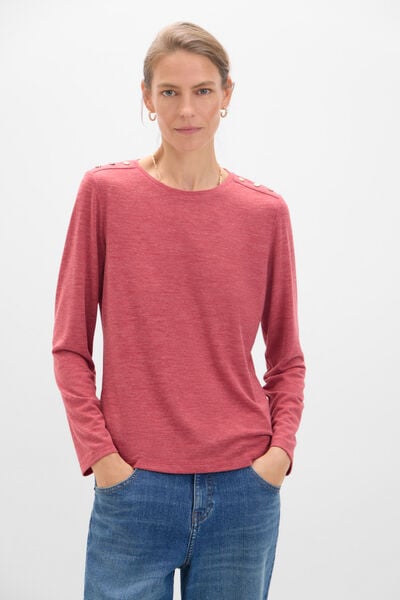 Cortefiel Long-sleeved T-shirt with buttons Maroon