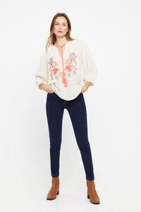 Cortefiel Embroidered country-style blouse White