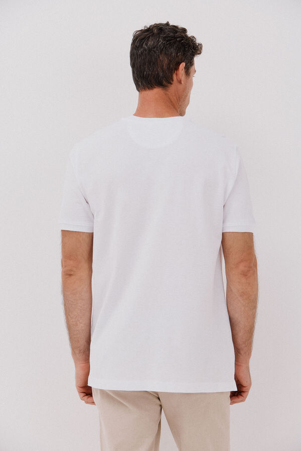 Cortefiel Camiseta básica piqué Blanco