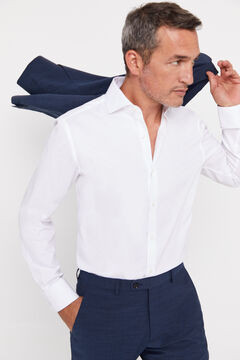 Cortefiel Plain ottoman dress shirt with cuffs and cufflinks White