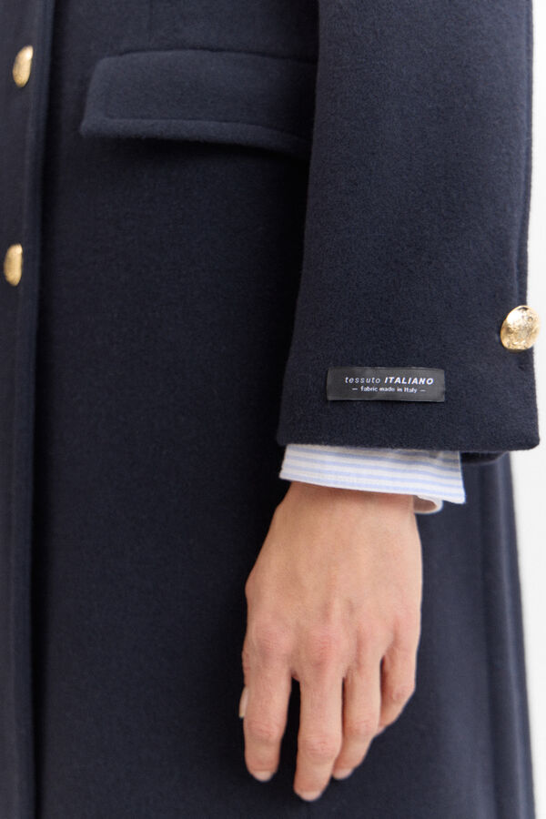 Cortefiel Long military coat Navy