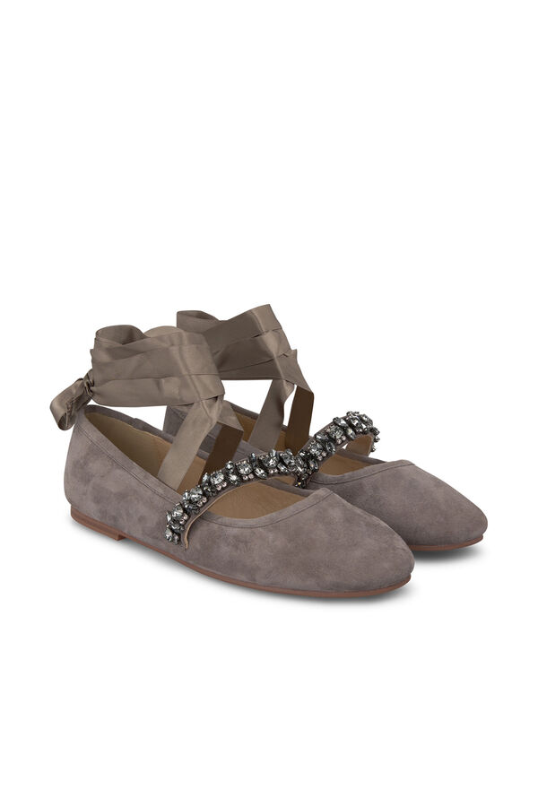 Cortefiel Ballerina flat with bow or tie Grey