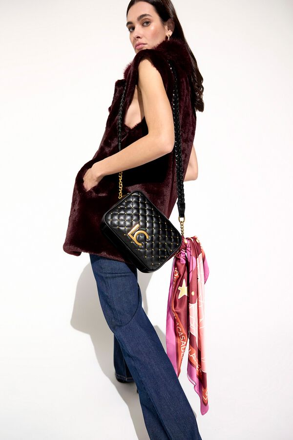 Lola Casademunt Puffer crossbody bag with mini studs Black