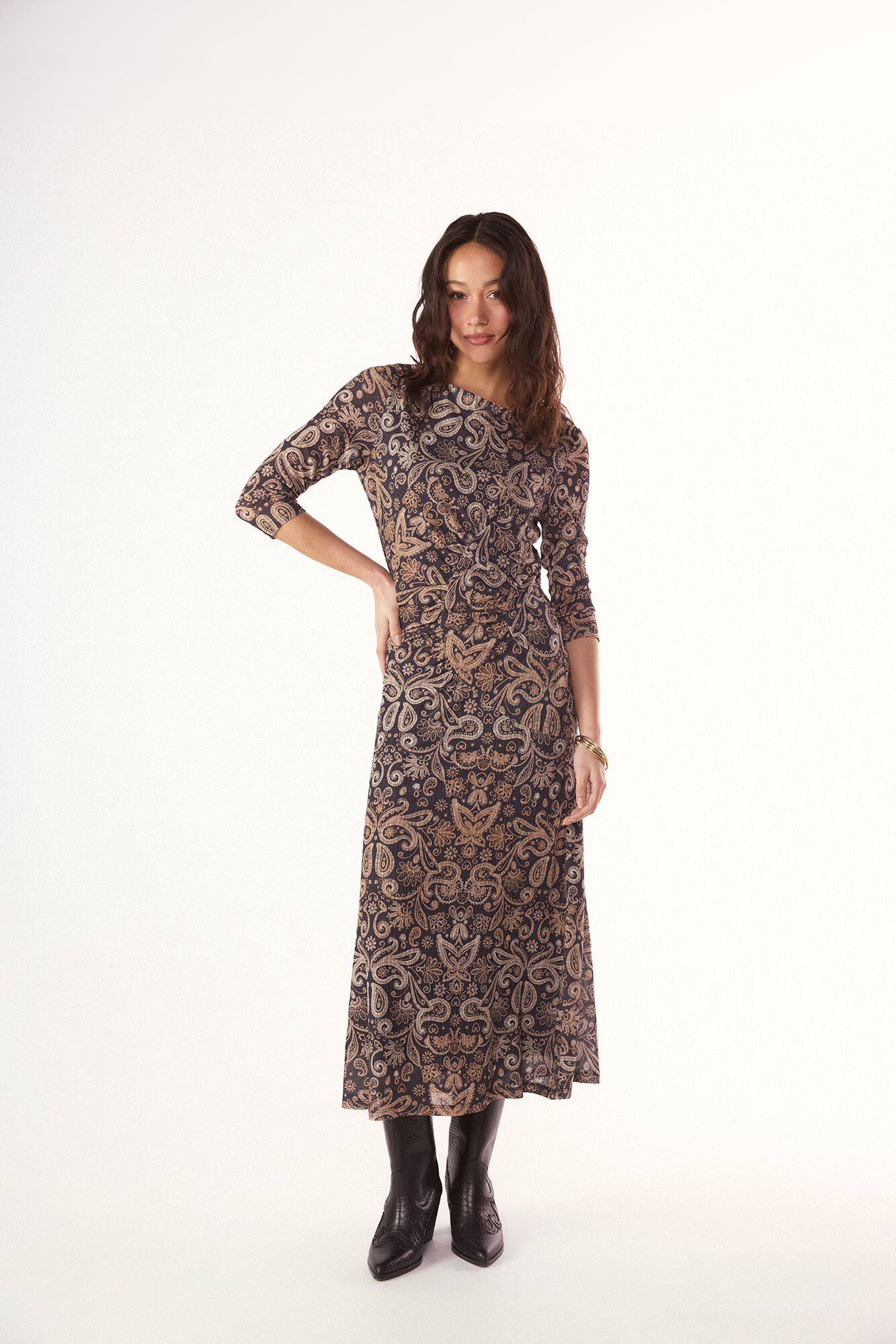 Slowlove Vestido estampado frunce
