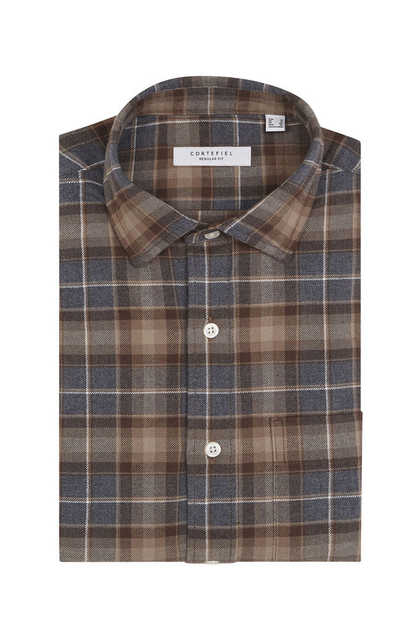 Cortefiel Checked flannel shirt Camel