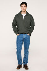 Selected Sweatshirt 100% algodão orgânico com meia fecho-éclair  Verde