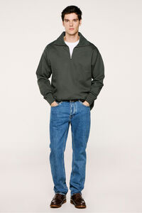Selected Sweatshirt 100% algodão orgânico com meia fecho-éclair 