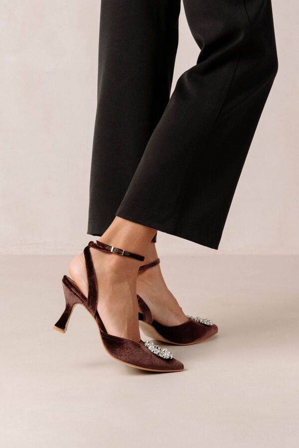 Cortefiel Zapatos de Cenicienta en cristal y terciopelo marrón café Marrón oscuro