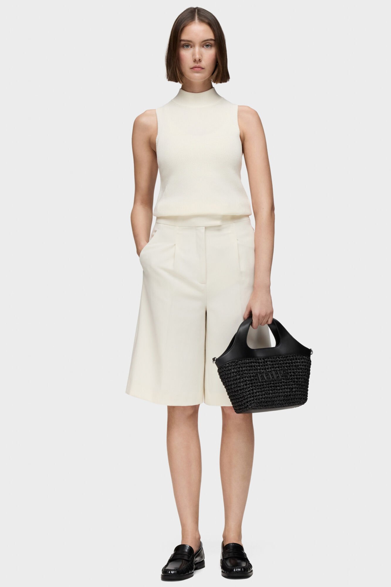 Tous Capazo mediano negro TOUS Lirio Rafia