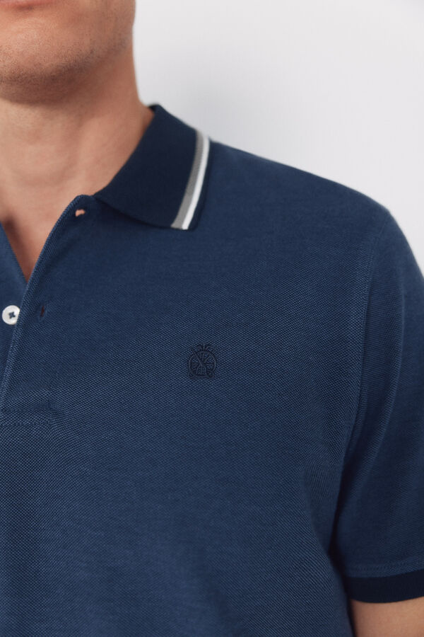 Cortefiel Oxford polo shirt Navy