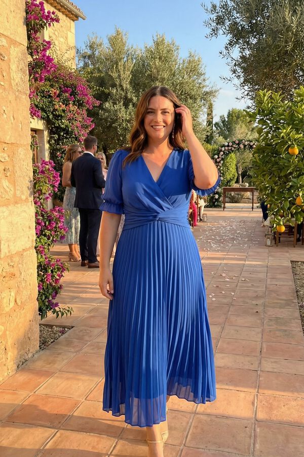 Pol&iacute;n Et Moi Vestido de convidada Sandra Azul