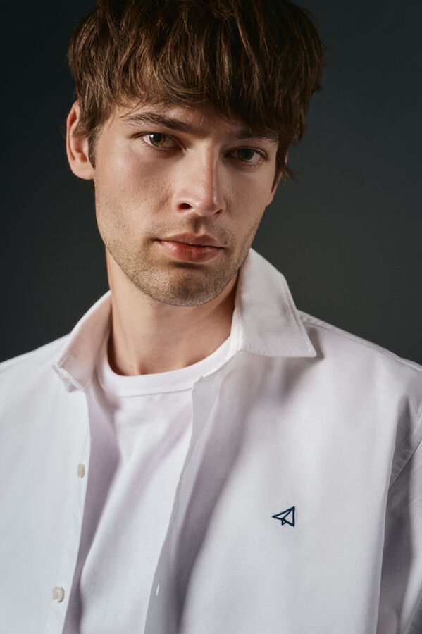 OOTO Camisa oxford liso Branco