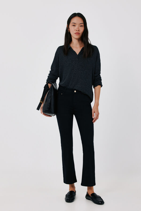 Cortefiel Sensational cropped flare jeans Black