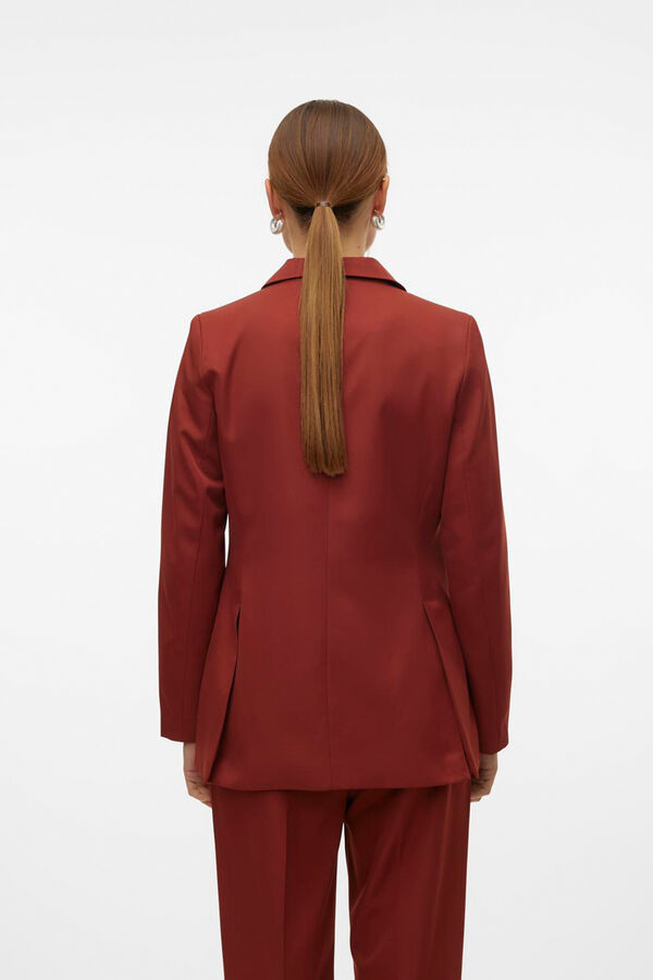 Vero Moda Blazer larga con hombreras Marrón oscuro