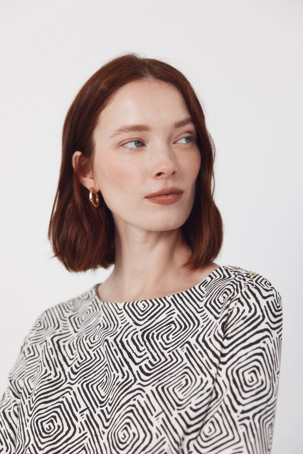 Cortefiel Essential boat neck t-shirt Printed white