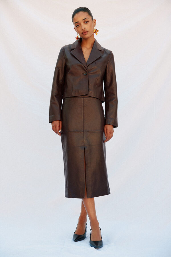 Cortefiel leather blazer Maroon