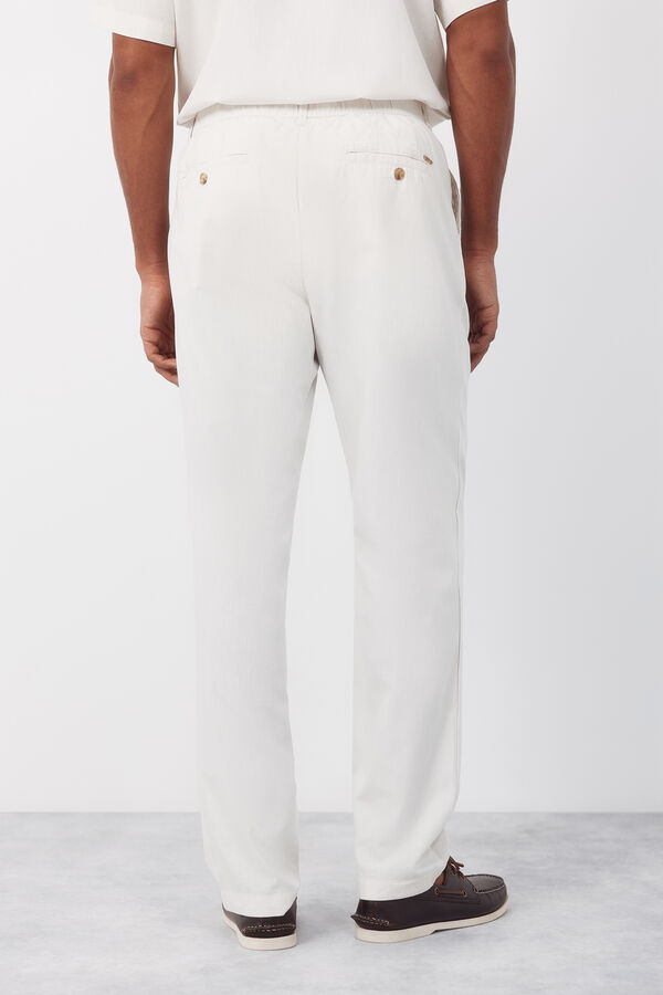 Cortefiel Trousers with elastic waistband and regular drawstrings Ivory