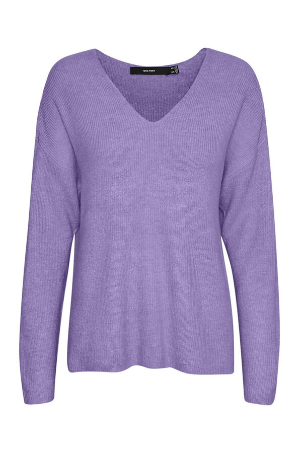 Vero Moda Curve Camisola de malha gola em bico tamanho grande  Roxo