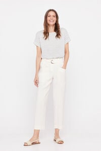 Cortefiel Trousers with belt Ivory