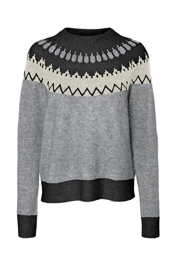 Vero Moda Camisola estampado de manga comprida feminino Cinzento