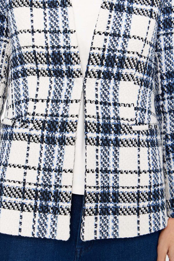 Cortefiel Checked fitted blazer Printed blue
