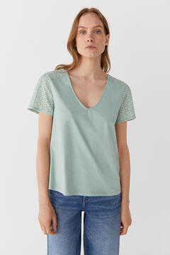 Cortefiel Combined V-neck T-shirt Green