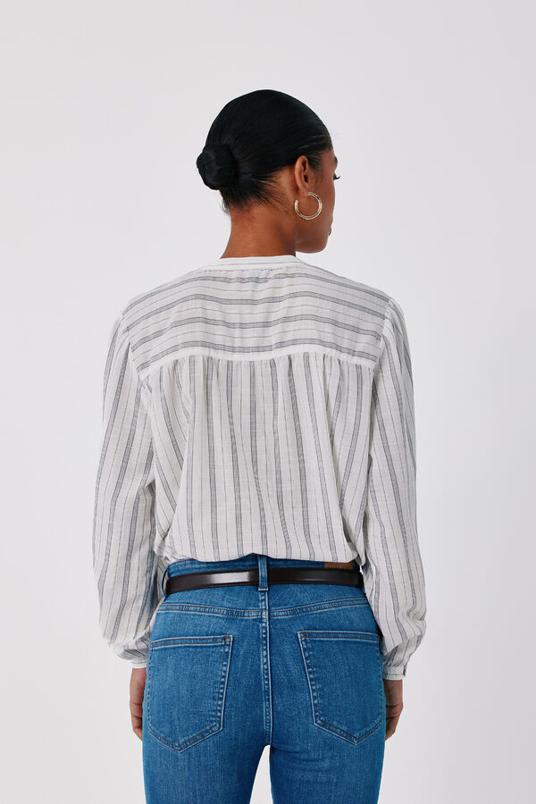 Cortefiel Striped openwork blouse White