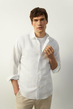 Cortefiel Plain linen shirt White