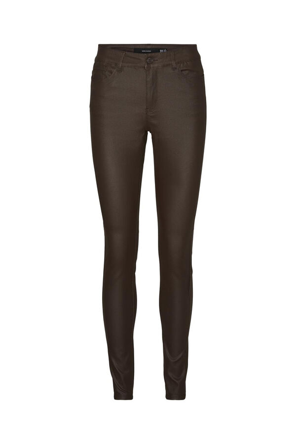 Vero Moda Pantal&oacute;n efecto encerado Marr&oacute;n