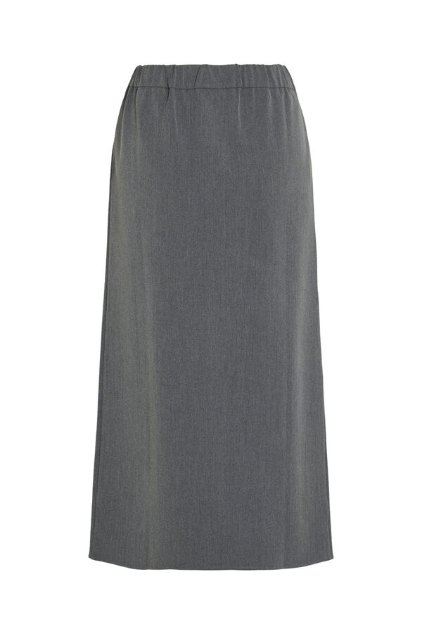 Cortefiel Long skirt with front slit Grey