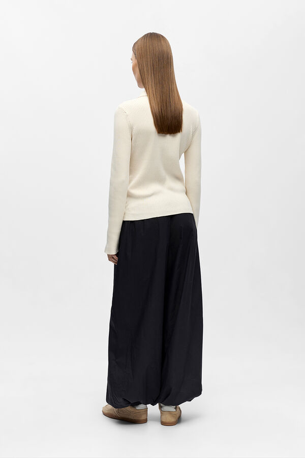 Object Camisola canelada gola polo Tostado