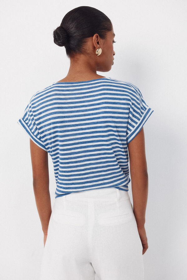 Cortefiel T-shirt riscas Azul