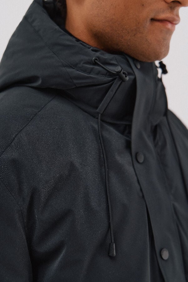 Cortefiel Hooded parka Black