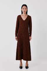 Cortefiel Jacquard dress Dark brown