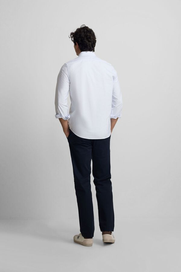 Silbon Oxford sport striped polo shirt Blue
