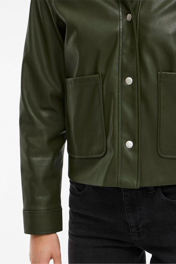 Vila Casaco de couro sint&eacute;tico com bot&otilde;es Verde
