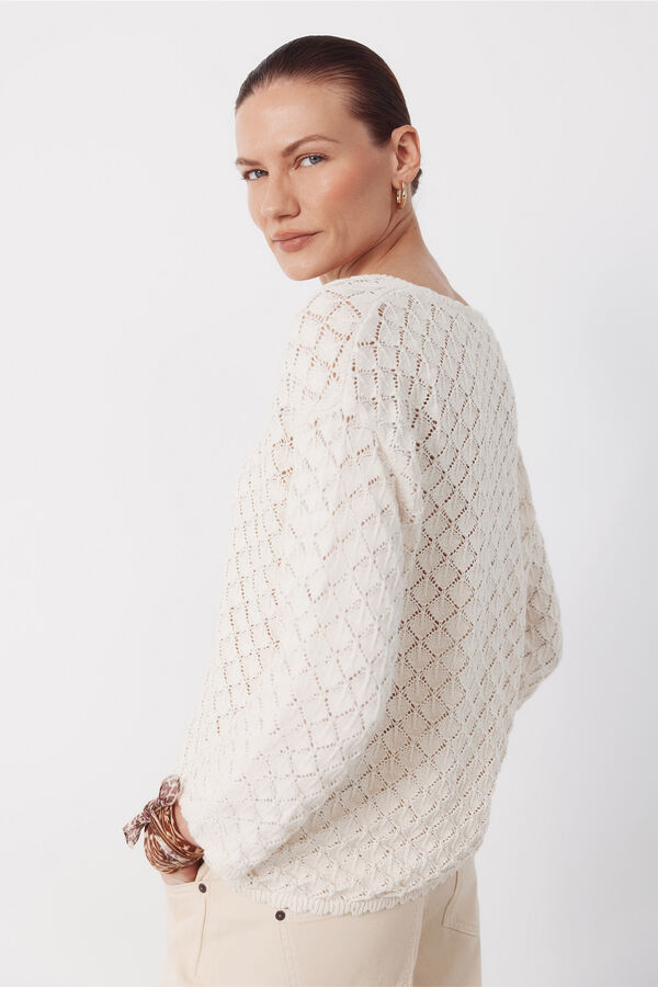 Cortefiel Openwork button jumper Ivory