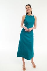 Vila Vestido de festa midi de cetim Azul