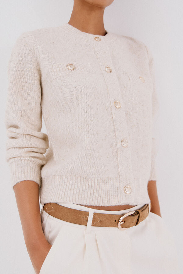 Cortefiel Short jacket with buttons Ivory